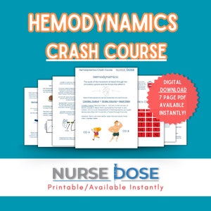 CCRN Hämodynamischer Crashkurs | ICU Critical Care Nursing Notes | Pflegeleitfaden | Digitaler Download