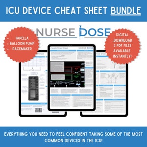 Cheatsheetbundel ICU-apparaat | Aantekeningen CVICU-verpleegkundige | CCRN-studiegids | Verpleegkundige cadeau
