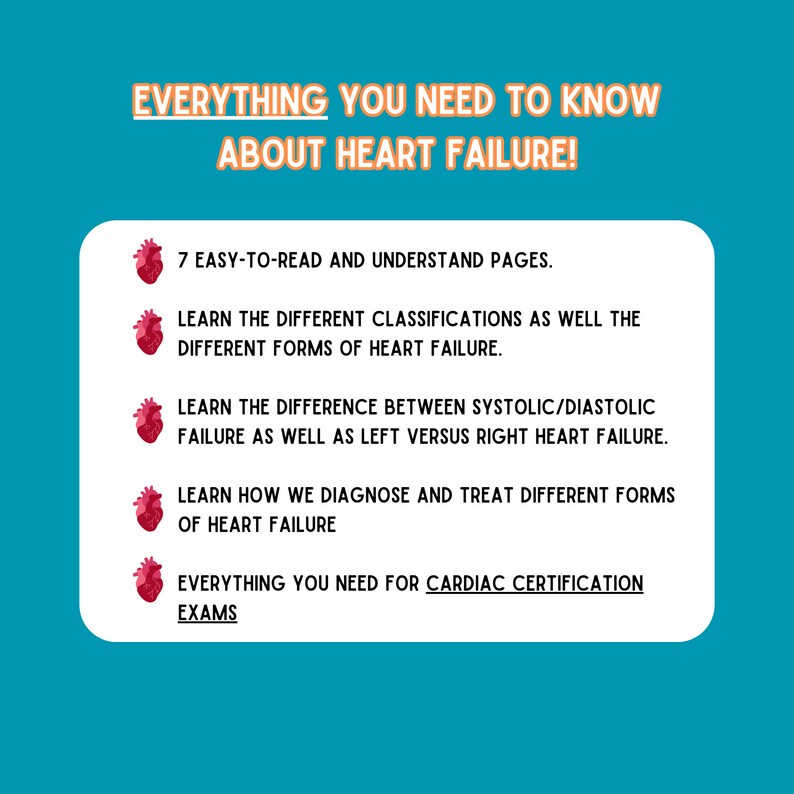 Heart Failure Nursing Notes: ICU Cardiac Study Guide (digital Download ...