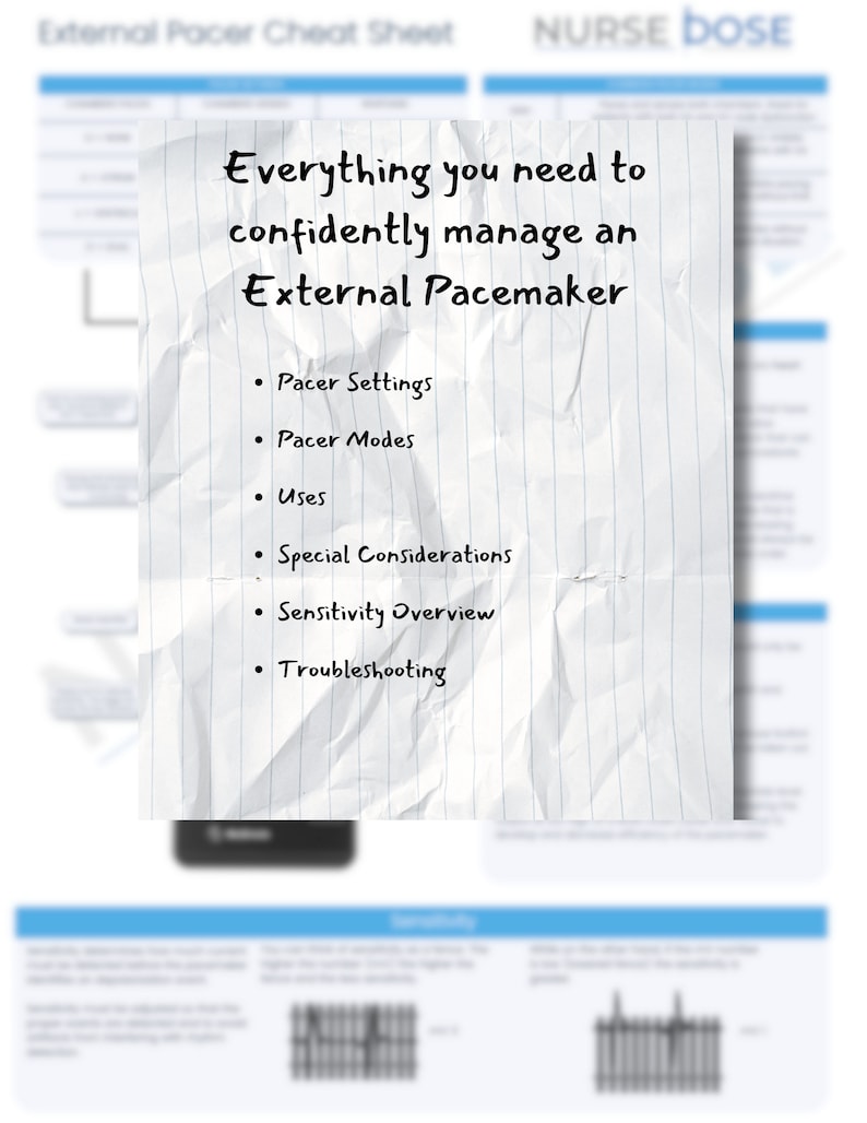 External Pacemaker Cheat sheet description.