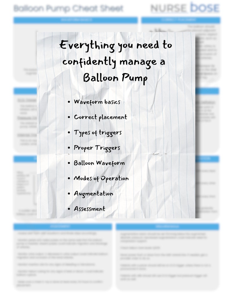 IABP Balloon Pump Cheat Sheet description