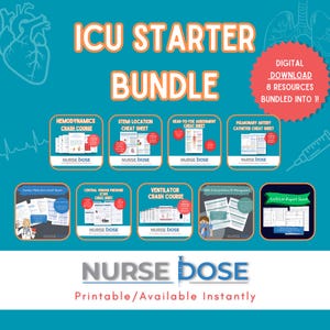 ICU Starter Bundle | Beatmungskurs, Hämodynamik, ABG Interpretation, KVP Ratgeber, Herzmeda, Stemi, PA Cath, Rapportblatt | PDF-Datei