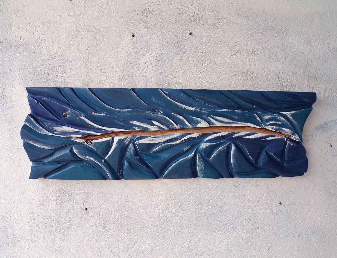 Live Edge Wood. Ocean Art. Abstract Art. Sea Painting. Wood Sculpture