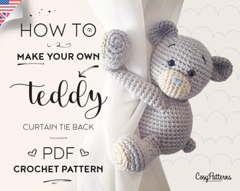 Teddy Bear Curtain Tie Back Crochet Pattern (PDF)