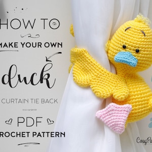 Duck curtain tie back crochet PATTERN, tieback, left or right side crochet pattern PDF instant download amigurumi PATTERN