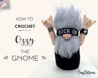 Rock Gnome Ozzy crochet PATTERN , PDF instant download amigurumi PATTERN