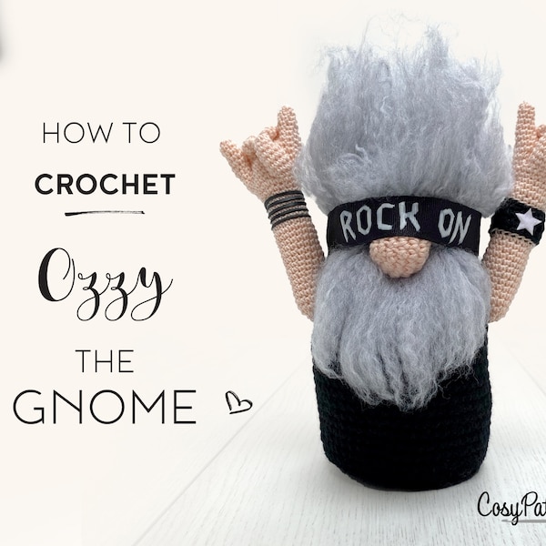 Rock Gnome Ozzy Häkelanleitung, PDF sofortiger Download Amigurumi Anleitung