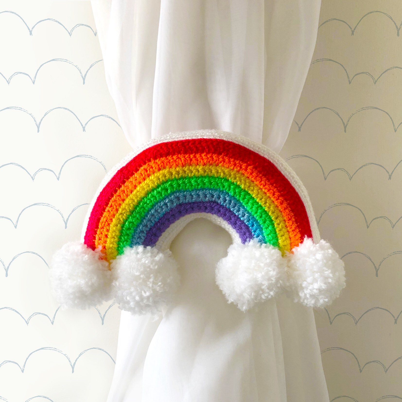 Rainbow Curtain Tie Back Crochet Pattern Tieback Etsy