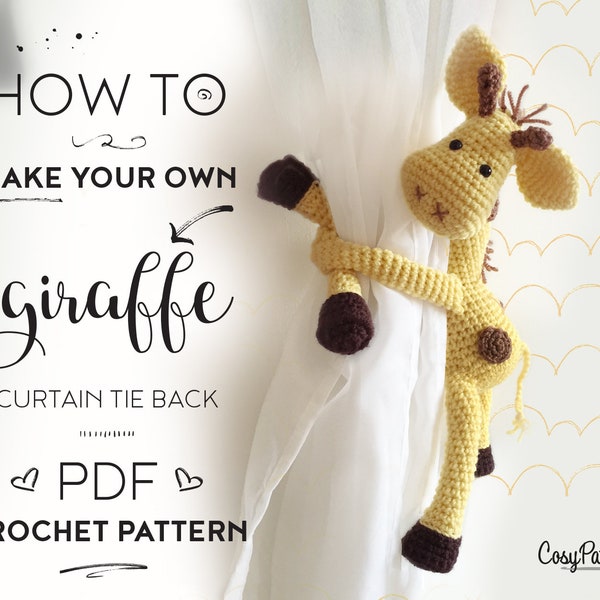 Giraffe curtain tie back crochet PATTERN, tieback, left or right side crochet pattern PDF instant download amigurumi PATTERN