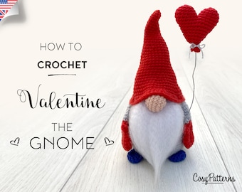 Gnome Valentine crochet PATTERN , PDF instant download amigurumi PATTERN