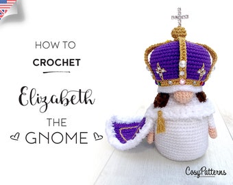 Queen Elizabeth Gnome crochet PATTERN , PDF instant download amigurumi PATTERN