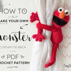 Monster curtain tie back crochet PATTERN, tieback, left or right side crochet pattern PDF instant download amigurumi PATTERN