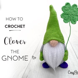 Powodzenia Gnomie, Clover the Gnome WZÓR szydełkowy, PDF do pobrania natychmiast WZÓR amigurumi