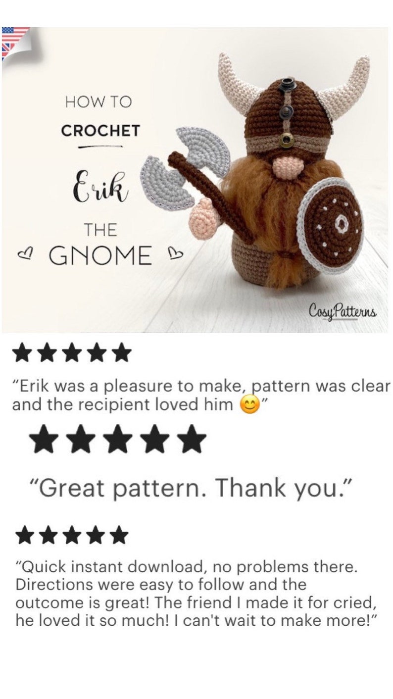 Viking Gnome Erik crochet PATTERN , PDF instant download amigurumi PATTERN image 6