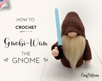 Gnobi-Wan the Jedi Gnome crochet PATTERN , PDF instant download amigurumi PATTERN