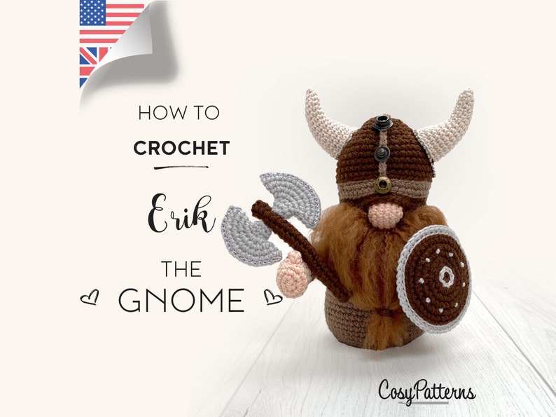 Viking Gnome Erik crochet PATTERN , PDF instant download amigurumi PATTERN image 1