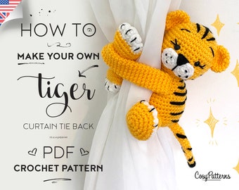 Tiger Curtain Tie Back Crochet Pattern: Amigurumi PDF
