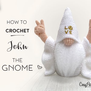 Peace Gnome John crochet PATTERN , PDF instant download amigurumi PATTERN