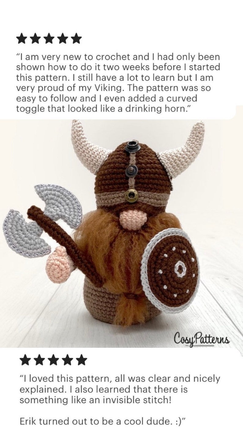 Viking Gnome Erik crochet PATTERN , PDF instant download amigurumi PATTERN image 8