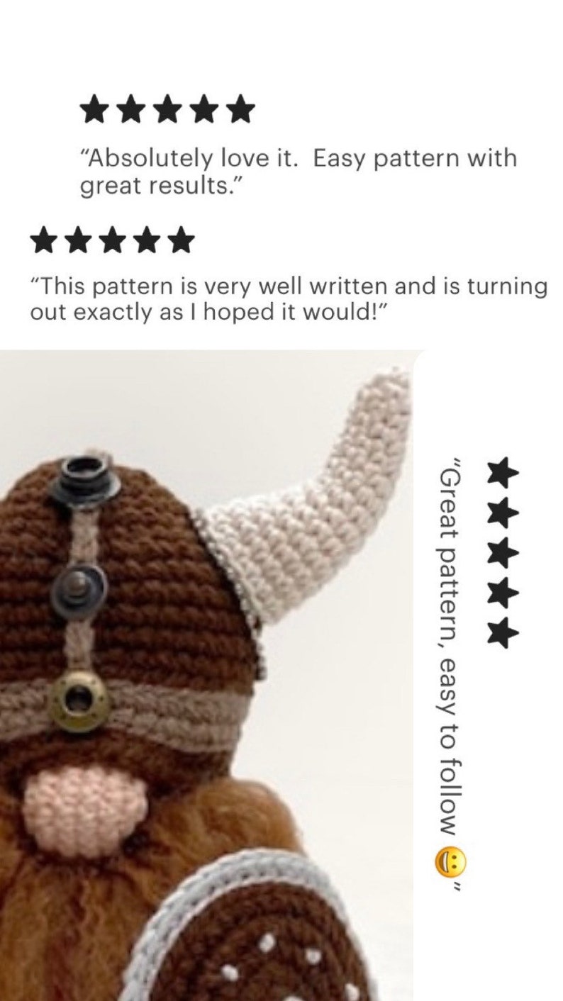 Viking Gnome Erik crochet PATTERN , PDF instant download amigurumi PATTERN image 9