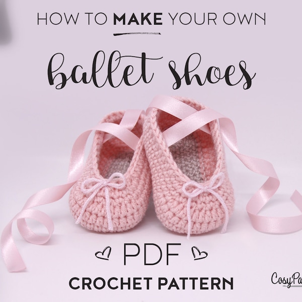 Ballet Shoes Crochet Pattern, chaussons de danse pour bébé