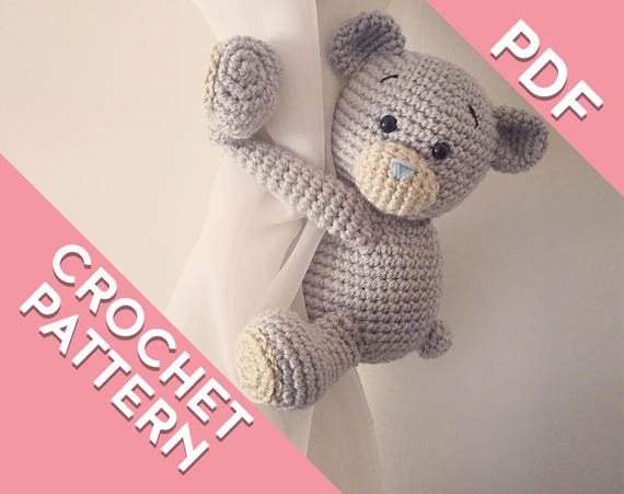 Teddy Bear Curtain Tie Back Crochet Pattern Left Or Right Etsy