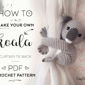 Koala curtain tie back crochet PATTERN , tieback, left or right side crochet pattern PDF instant download amigurumi PATTERN