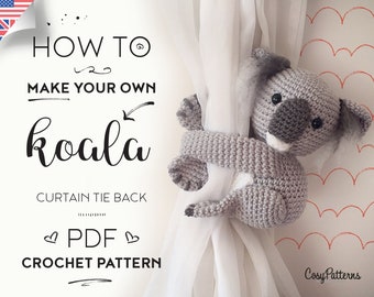 Koala Curtain Tie Back Crochet Pattern: Amigurumi PDF (Digital Download)