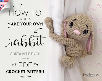 Rabbit Curtain Tieback Crochet Pattern: Amigurumi Bunny (PDF Download)