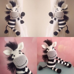 Zebra Curtain Tie Back Crochet Pattern: Amigurumi PDF (Digital Download) image 2