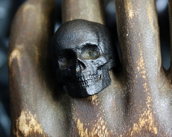 Blackened Steel Yorick Memento Mori Skull Ring