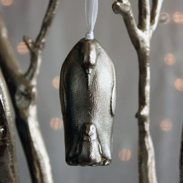 Emperor Penguin Ornament With Hidden Compartment and Love Inscription