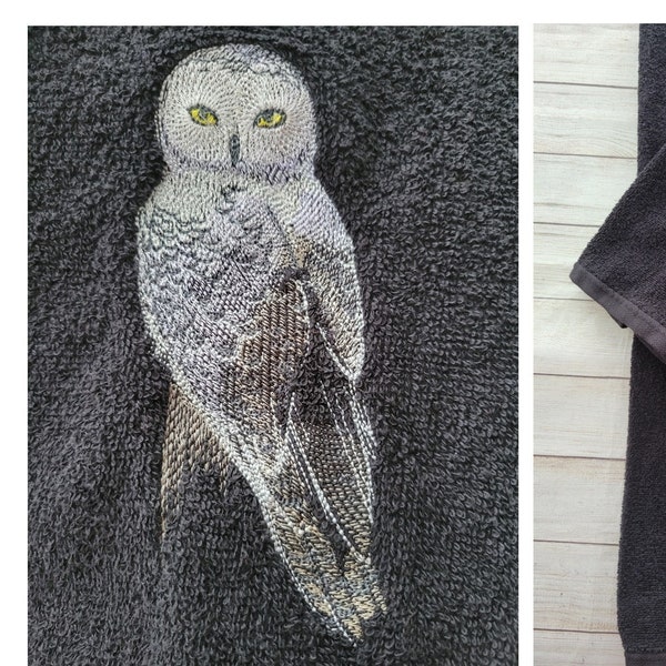Owl Towel, Owl Bath Towel, Embroidered Bath Towel, Bath towels, Owl Hand Towel, Bath Towel Set, Owl Bath Decor, Winter Owl Towel Bath Decor