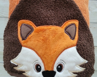 Kids Hooded Towel, Embroidered Animal Bath, Beach or Pool Terry Cloth Towel