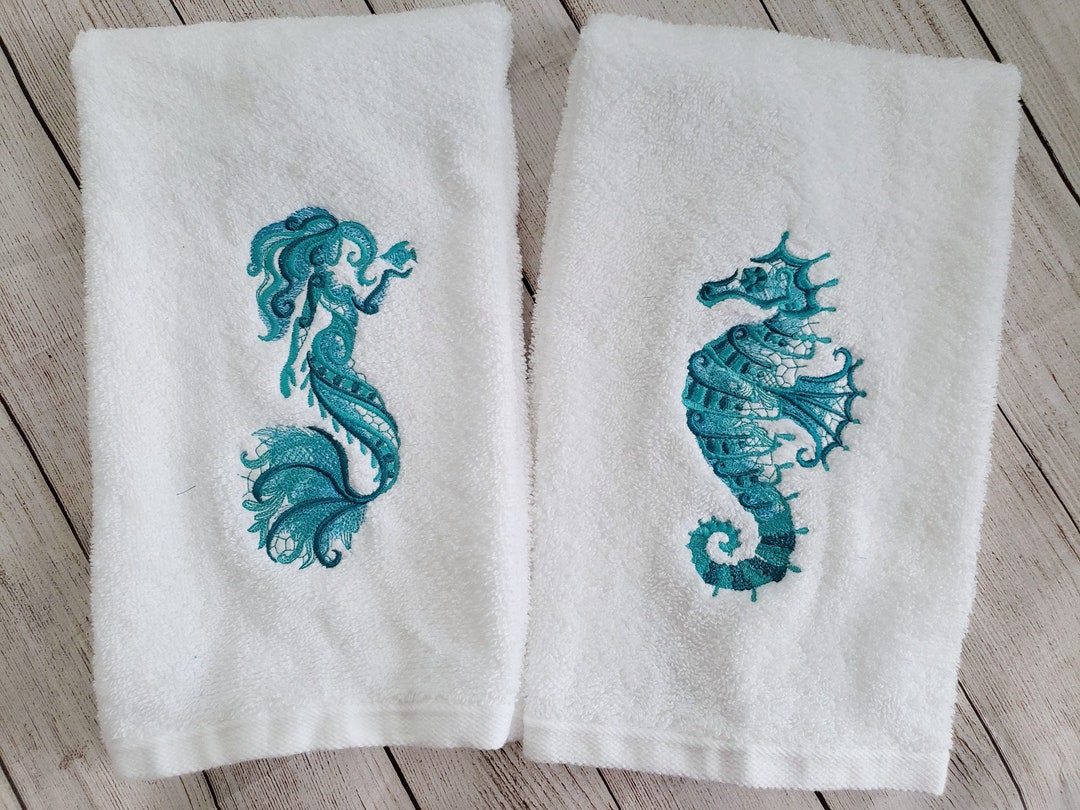 Mermaid Towel,seahorse Towel,mermaid Bath Towel,seahorse Bath Towel