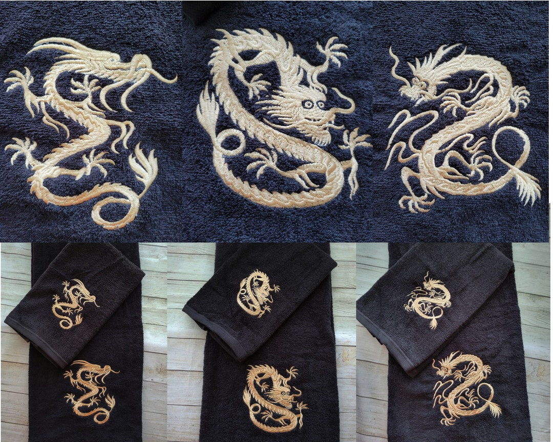 Dragon Towel, Gold Dragon Bath Towel ,chinese Dragon Bath Towel ,black
