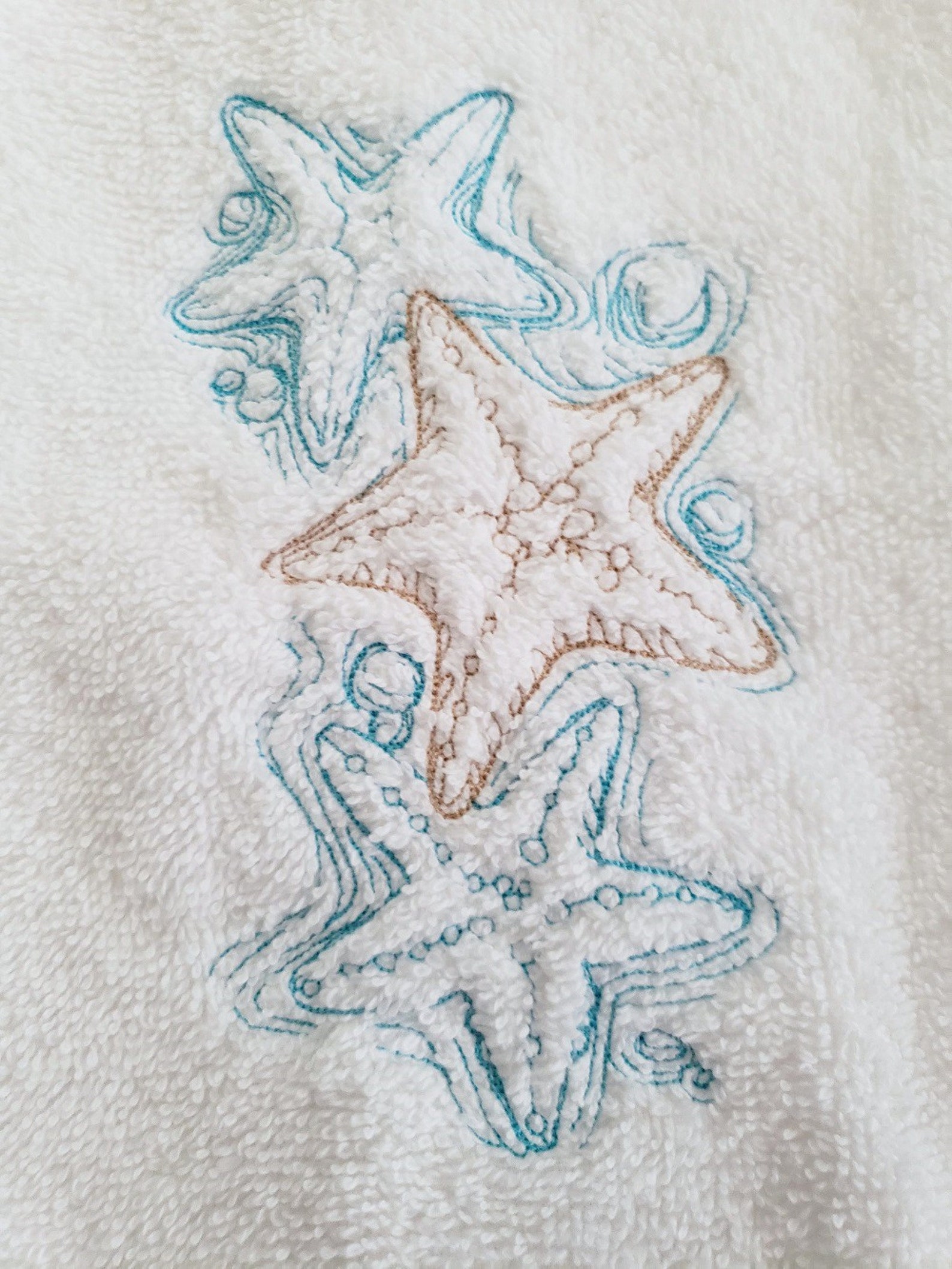 Starfish Towel Sand Dollar TowelOcean Hand TowelEmbroidered Etsy