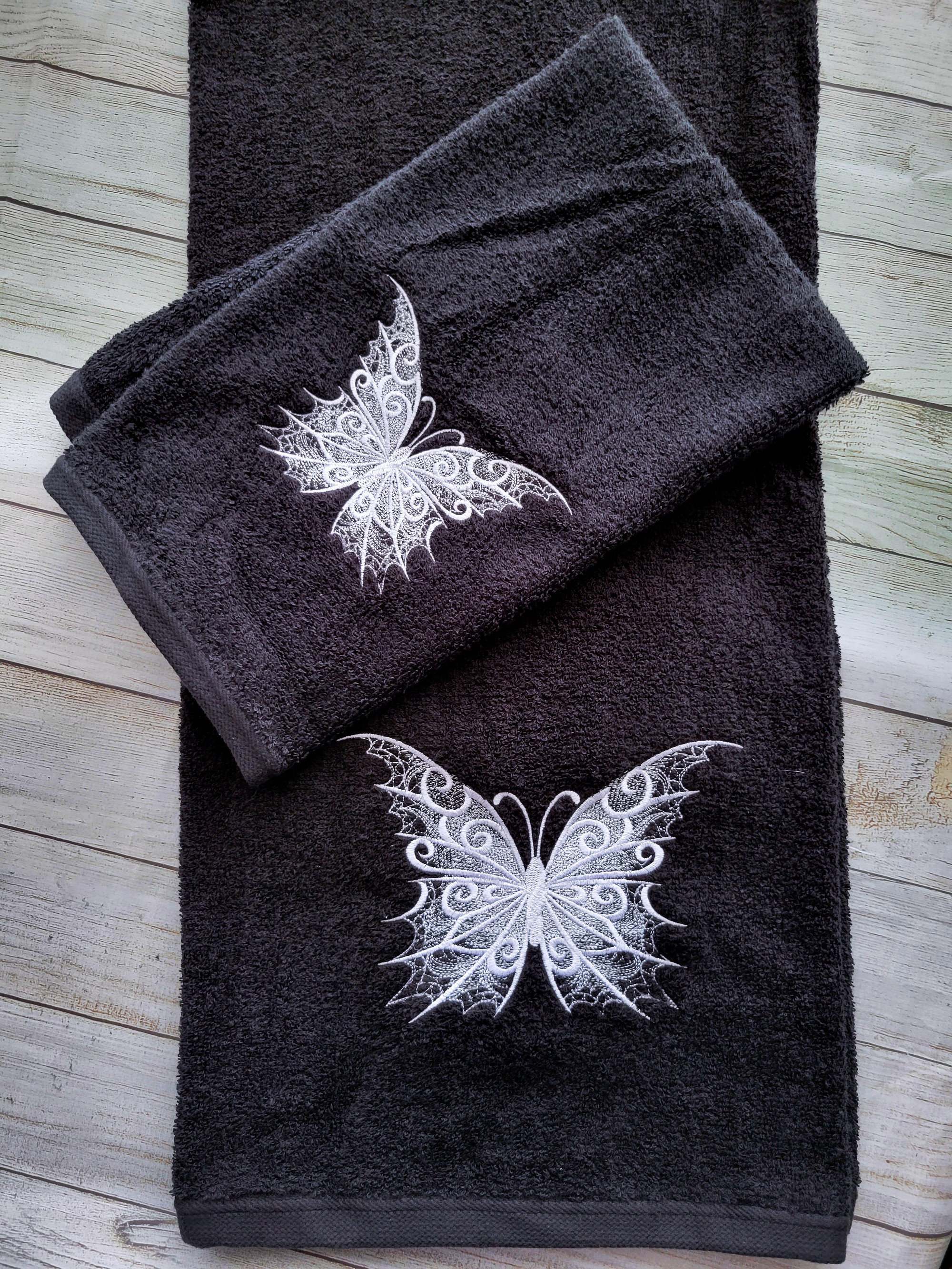 Butterfly Towel butterfly Bath Towel butterfly Embroidered Bath Towel butterfly Hand Towel Bath Towel Set butterfly Bath Decor bath Decor Etsy