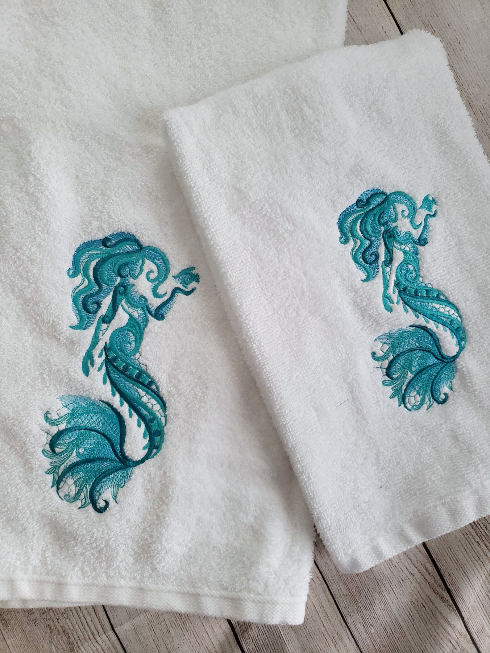Mermaid Towelseahorse Towelmermaid Bath Towelseahorse Bath Etsy