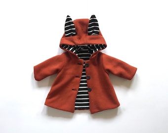 Childrens Jacket - Fox Coat for Kids - Winter Coat - Unisex Childs Jacket - Birthday Present for Kids - Hooded Coat - Kids Fleece Outerwear