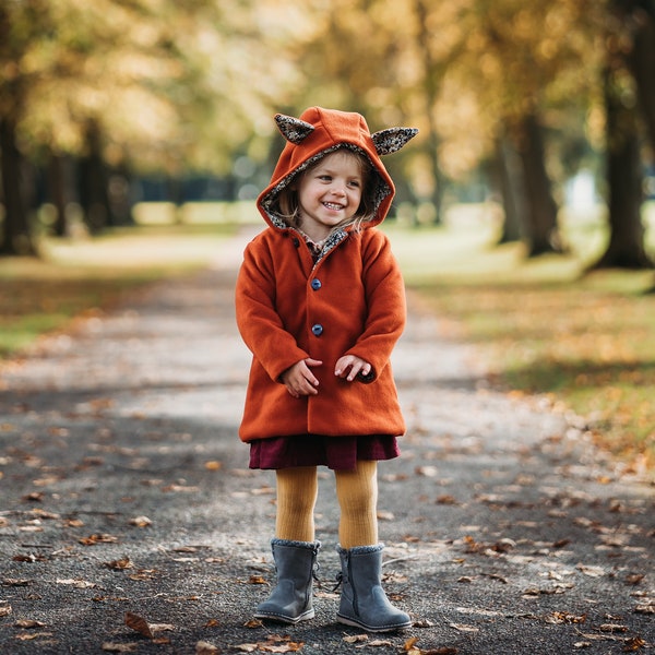 Childrens Fleece Jacket with Fox Ears - Choose Your Colour and Lining Fabric