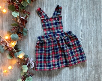 Christmas Dress - Christmas Day Outfit - Tartan Pinafore Dress - Girls Holiday Outfits - Xmas Dresses - Girls Tartan Clothing