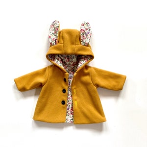 Girls Bunny Jacket - Childs Jacket - Baby Girl Coat - Gift for Baby - Rabbit Ear Coat - Birthday Gift - Child’s Coat - Fleece