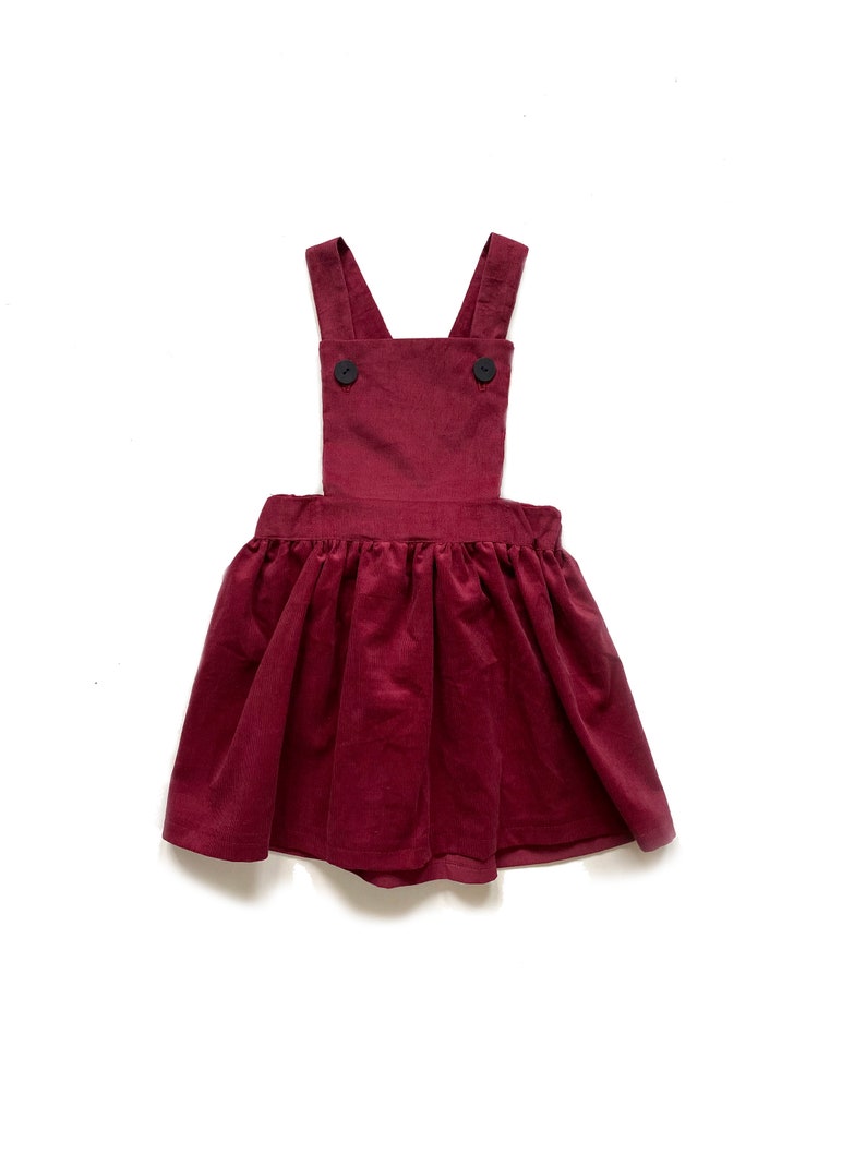 Girls Pinafore Dress Corduroy Dress Red Pinafore Fall Clothing for Girls Winter Outfit Girls Dresses image 5