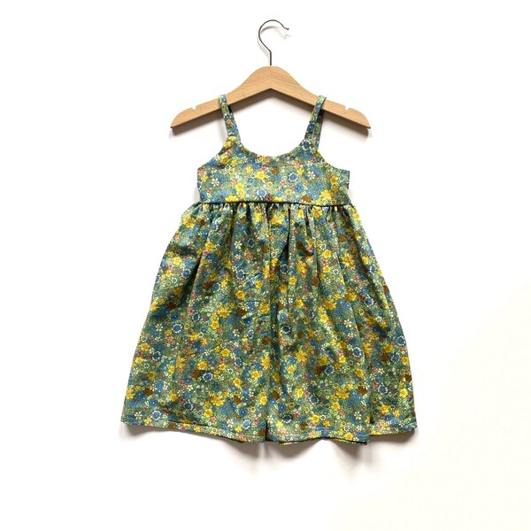 Floral Sundress - Childrens Summer Dress - Green Sun Dress - Floral Dress - Easter Dress - Spring - Summer Clothes - Girls Dress