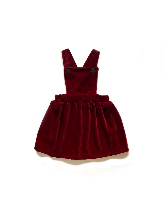 red velvet pinafore dress