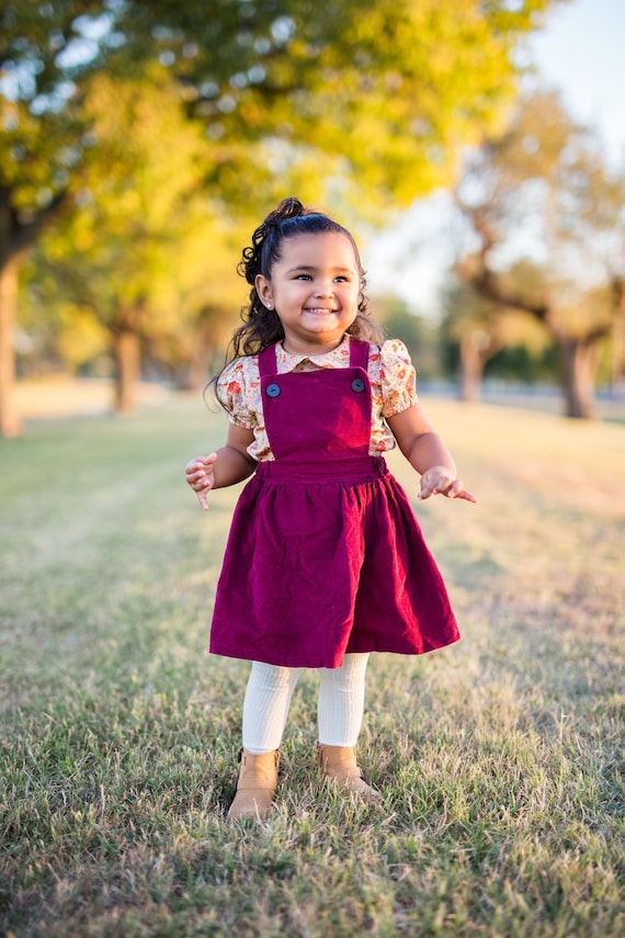 Girls Pinafore Dress Corduroy Dress Red Pinafore Fall Clothing for Girls  Winter Outfit Girls Dresses 