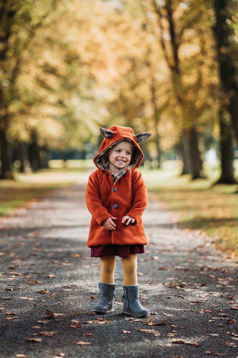 Childrens Fleece Jacket with Fox Ears Choose Your Colour and Lining Fabric image 1