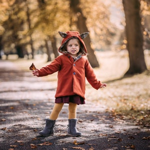 Childrens Fleece Jacket with Fox Ears Choose Your Colour and Lining Fabric image 3