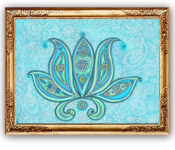 Lotos Indyjski Lotos Afisz Duchowy Fioletowy Joga Kwiatowy Etsy
